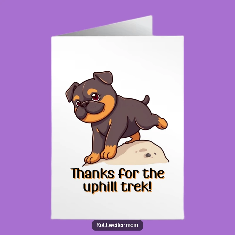 Free Printable Thank You Card: Determined Kawaii Rottweiler, Funny Ascent Art