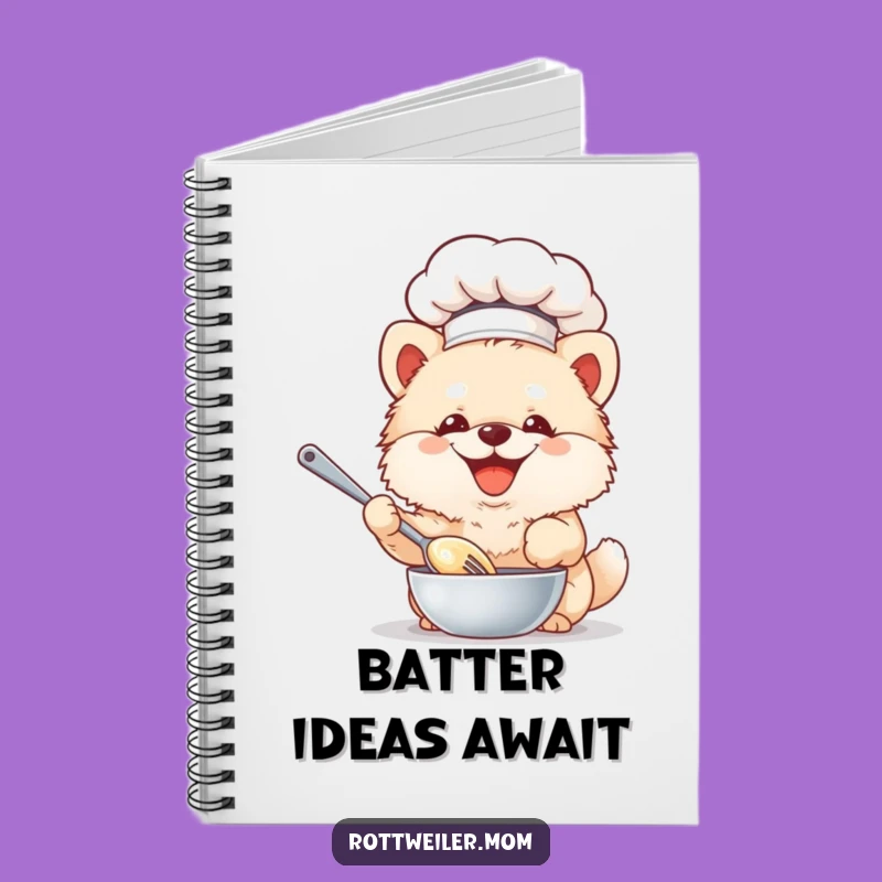 Funny Chef Dog Notebook: Fluffy Pup Whisking Batter - Jot Down Ideas with Humor