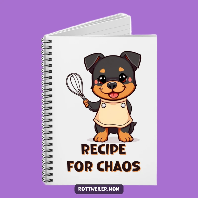 Funny Kawaii Rottweiler Chef Notebook - Hilarious Baker Journal Gift