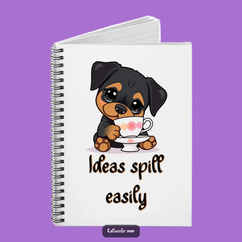 Funny Kawaii Rottweiler Teacup Notebook - Hilarious Clumsy Dog Journal