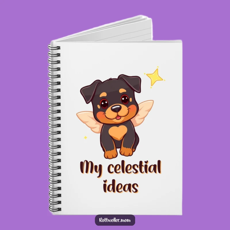 Funny Rottweiler Angel Notebook: Jot Down Happy Thoughts, Gift for Dog Lovers