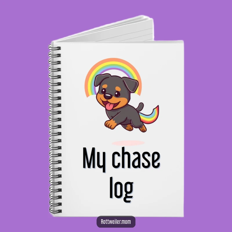 Funny Kawaii Rottweiler Notebook: Rainbow Tail Chase, Creative Journal Gift