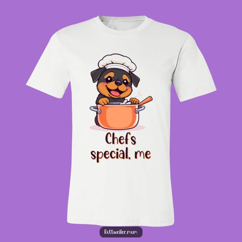 Funny Kawaii Rottweiler Chef T-Shirt: Stirring Pot, Humorous Cook Gift
