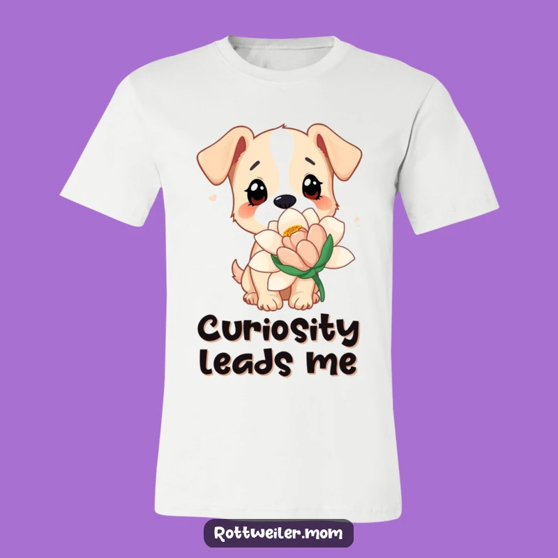 Funny Dog Flower T-Shirt: Wide-Eyed Pup's Botanical Adventure Gift