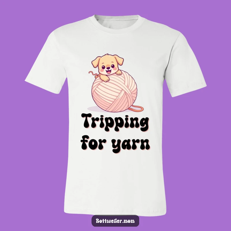 Funny Puppy Yarn Tangle T-Shirt: Adorable Canine Clumsiness