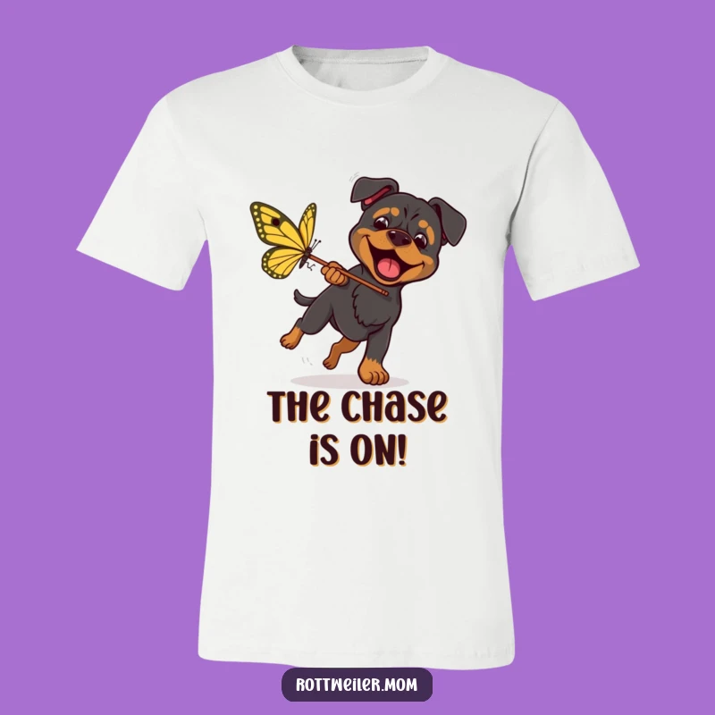Funny Rottweiler Butterfly Hunt T-Shirt - Energetic Dog Lover's Funny Gift