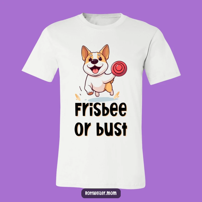Funny Stocky Dog Frisbee Chase T-Shirt, High-Energy Joyful Gift