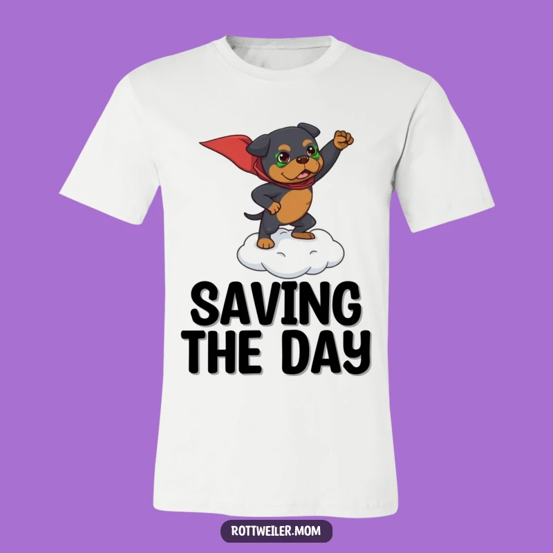 Funny Superhero Rottweiler T-Shirt: Brave Dog Pose Fashion Gift