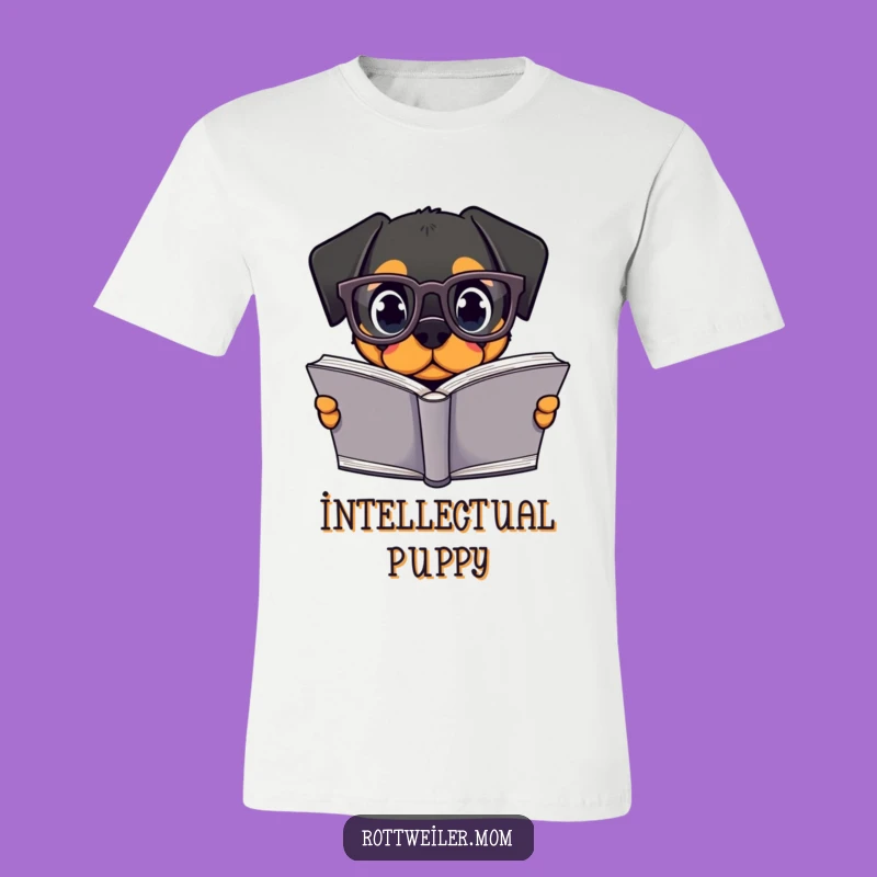 Funny Kawaii Rottweiler T-Shirt - Adorable Reading Dog Tee, Perfect Gift