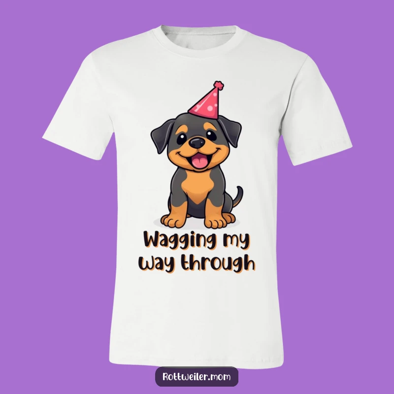 Funny Rottweiler Party Hat Tee: Wear Your Excitement and Canine Charm