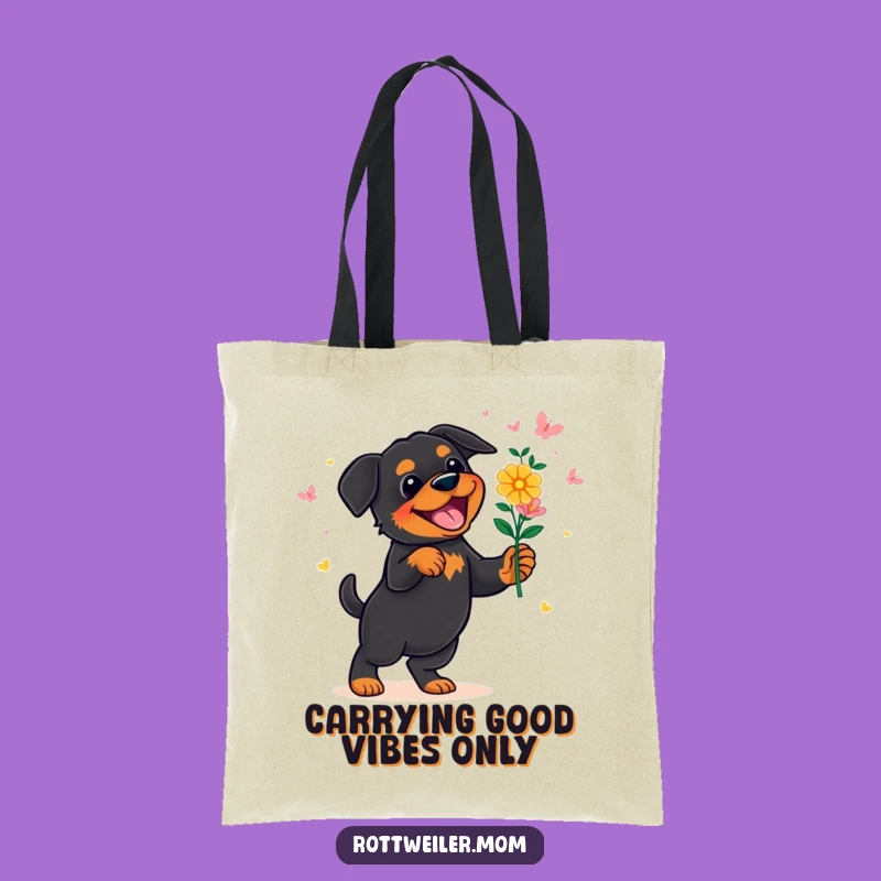 Funny Rottweiler Flower Bouquet Tote Bag - Stylish Humorous Carry-All Gift