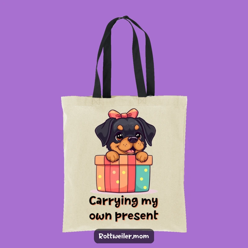 Funny Rottweiler Gift Box Tote Bag: Stylish Dog Surprise Carrier
