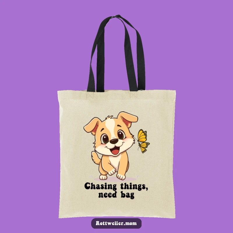 Funny Butterfly Chase Dog Tote Bag: Carry Joy, Perfect Funny Gift for Everyday Adventures!