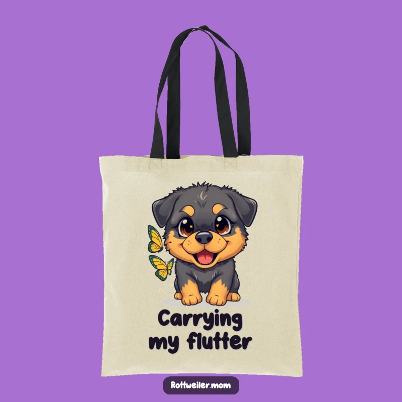 Funny Fluffy Rottweiler Butterfly Tote Bag: Durable and Hilarious Dog Accessory