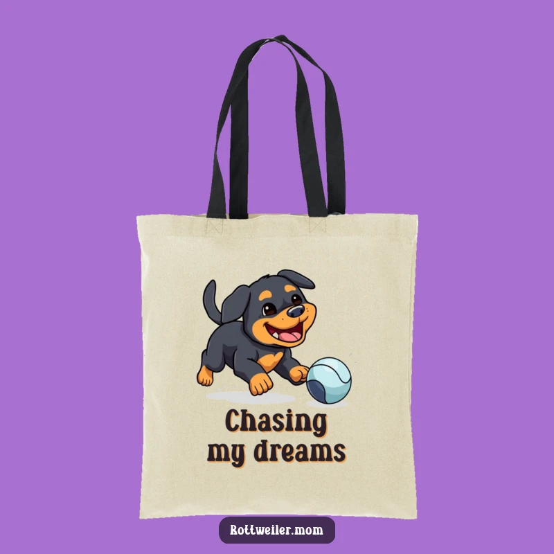 Funny Kawaii Rottweiler Ball Tote Bag - Hilarious Doggy Shopping Gift
