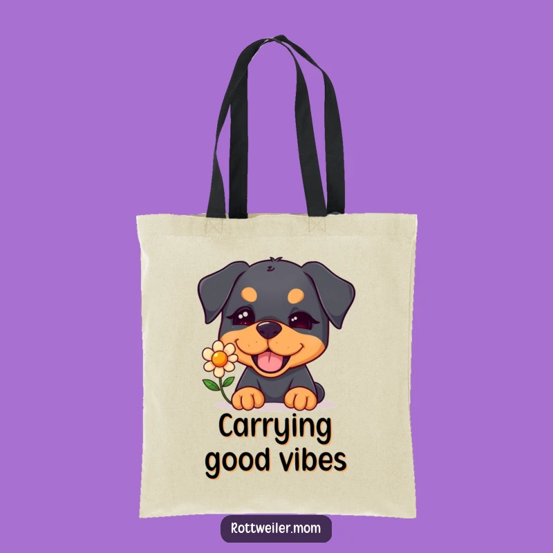 Funny Kawaii Rottweiler Flower Tote Bag - Carry Joy Hilariously