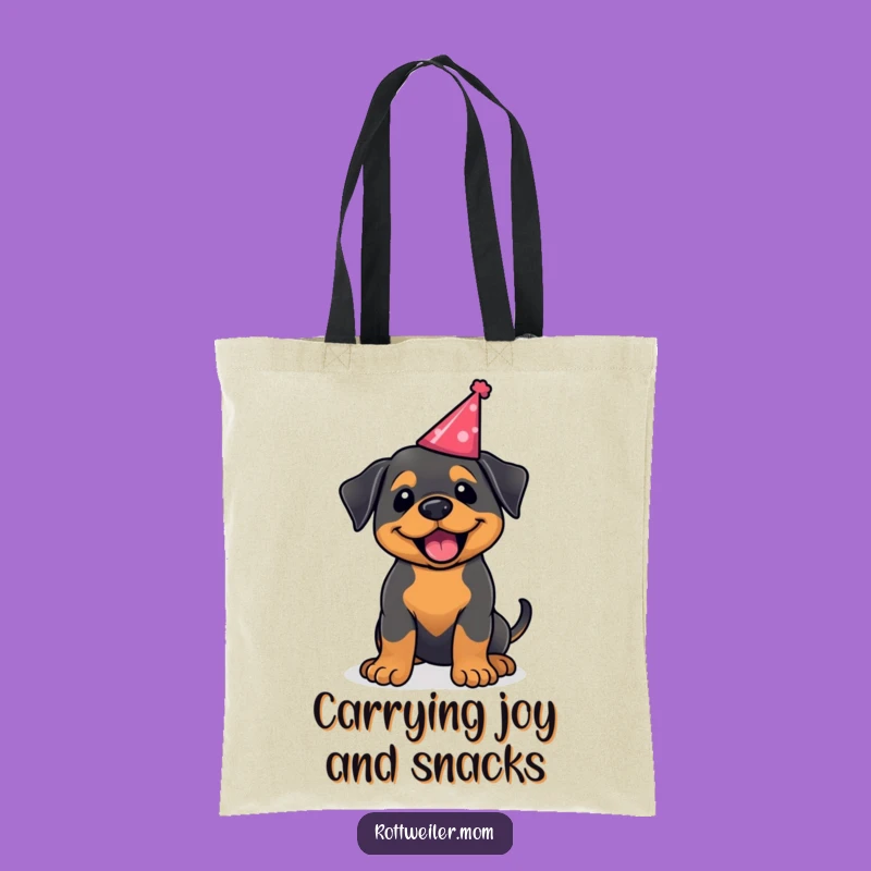 Funny Rottweiler Party Hat Tote Bag: Carry Your Joyful Essentials